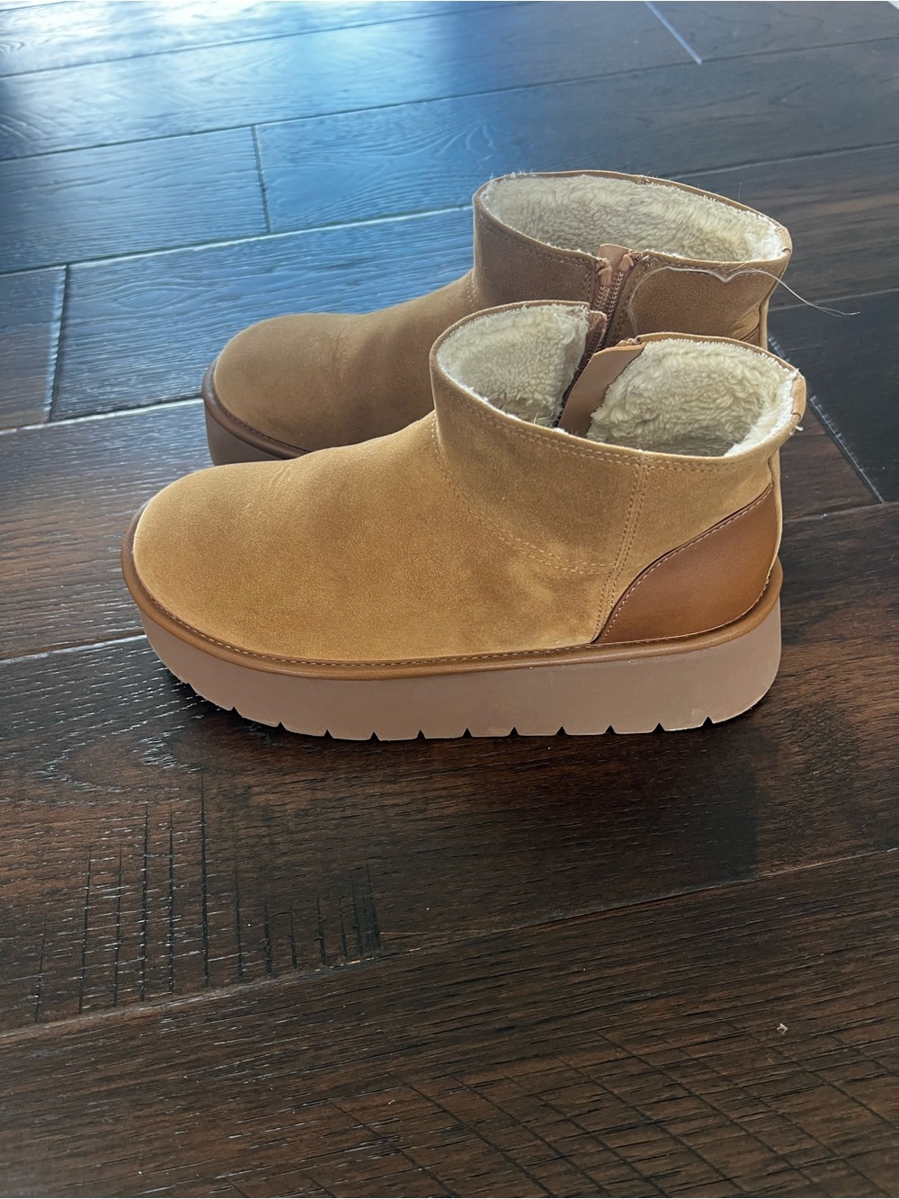 Missy faux suede platform boots in chestnut